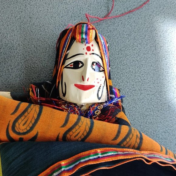 Topsy RAJASTHANI PUPPET Katnputi Indian Wooden Handmade Puppet Male Female RARE - Picture 8 of 16